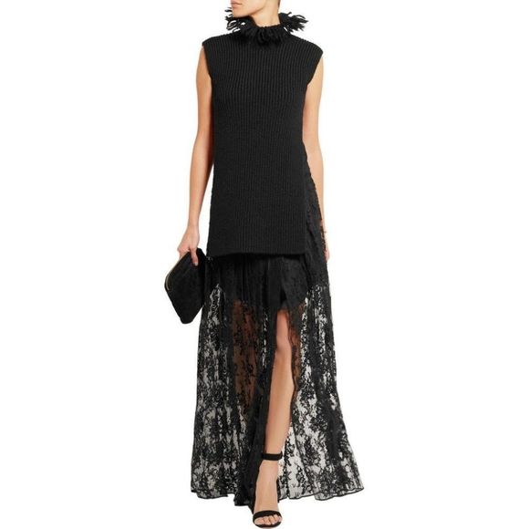 VALENTINO S Maglia Open-back Fringe-trimmed Wool Tunic - Picture 10 of 10